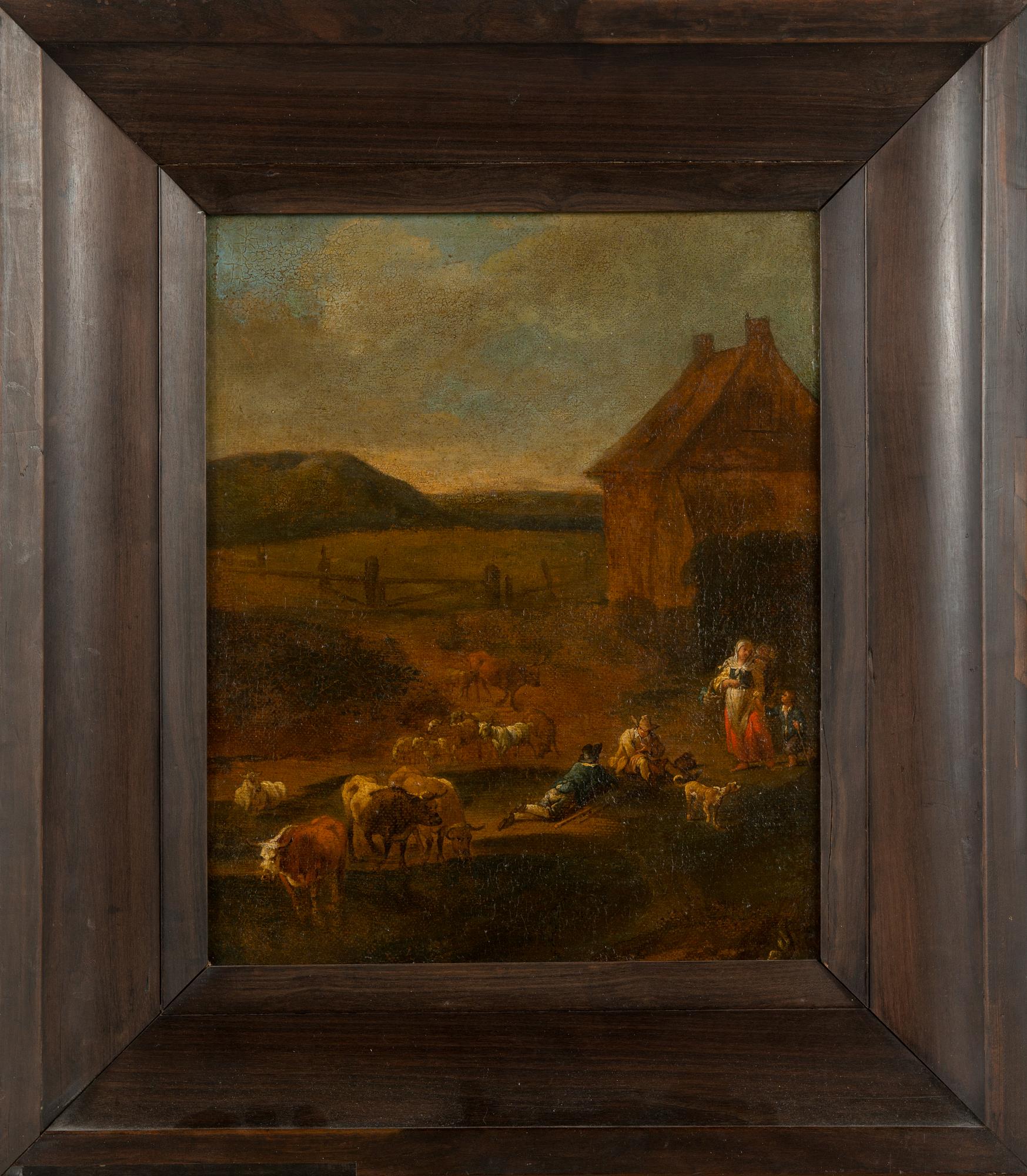 Unknown artist, 18th century, dutch school, oil on canvas laid on board.