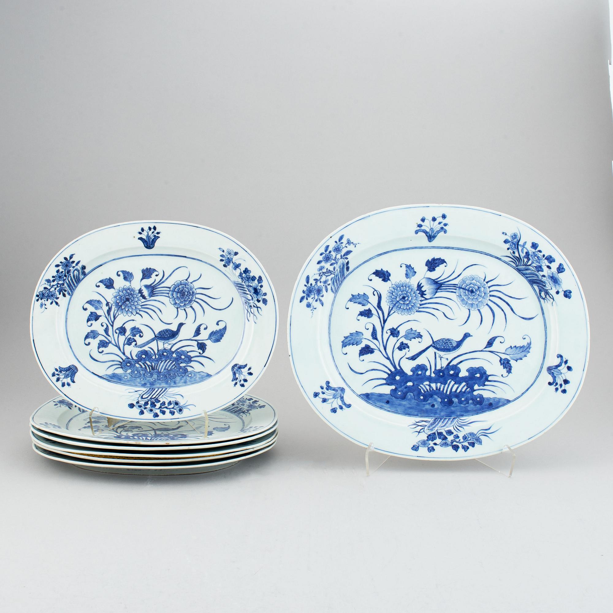 A set of 7 oval serving dishes, Qing dynasty, 19th Century.