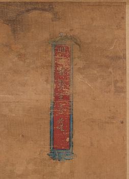 A Tibetan Thangka colour and ink on cloth laid on paper, 19th Century.