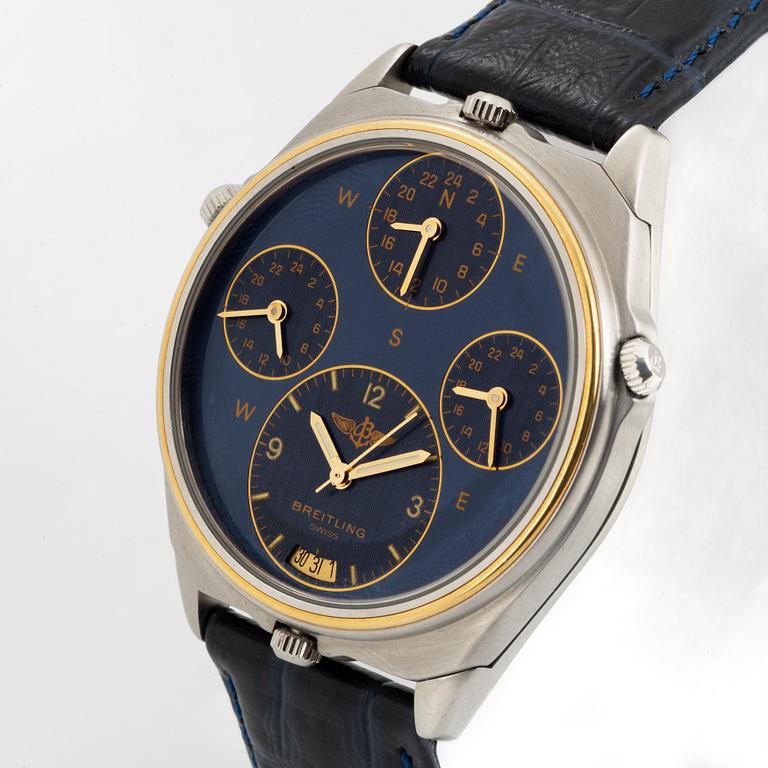 Breitling, World, wristwatch, 39 mm.