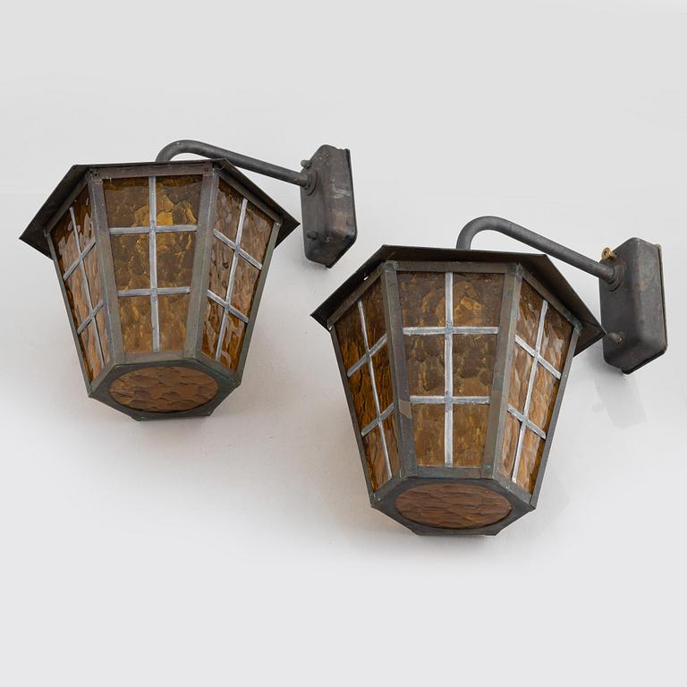 Outdoor lighting, three lamps, likely 1970s.