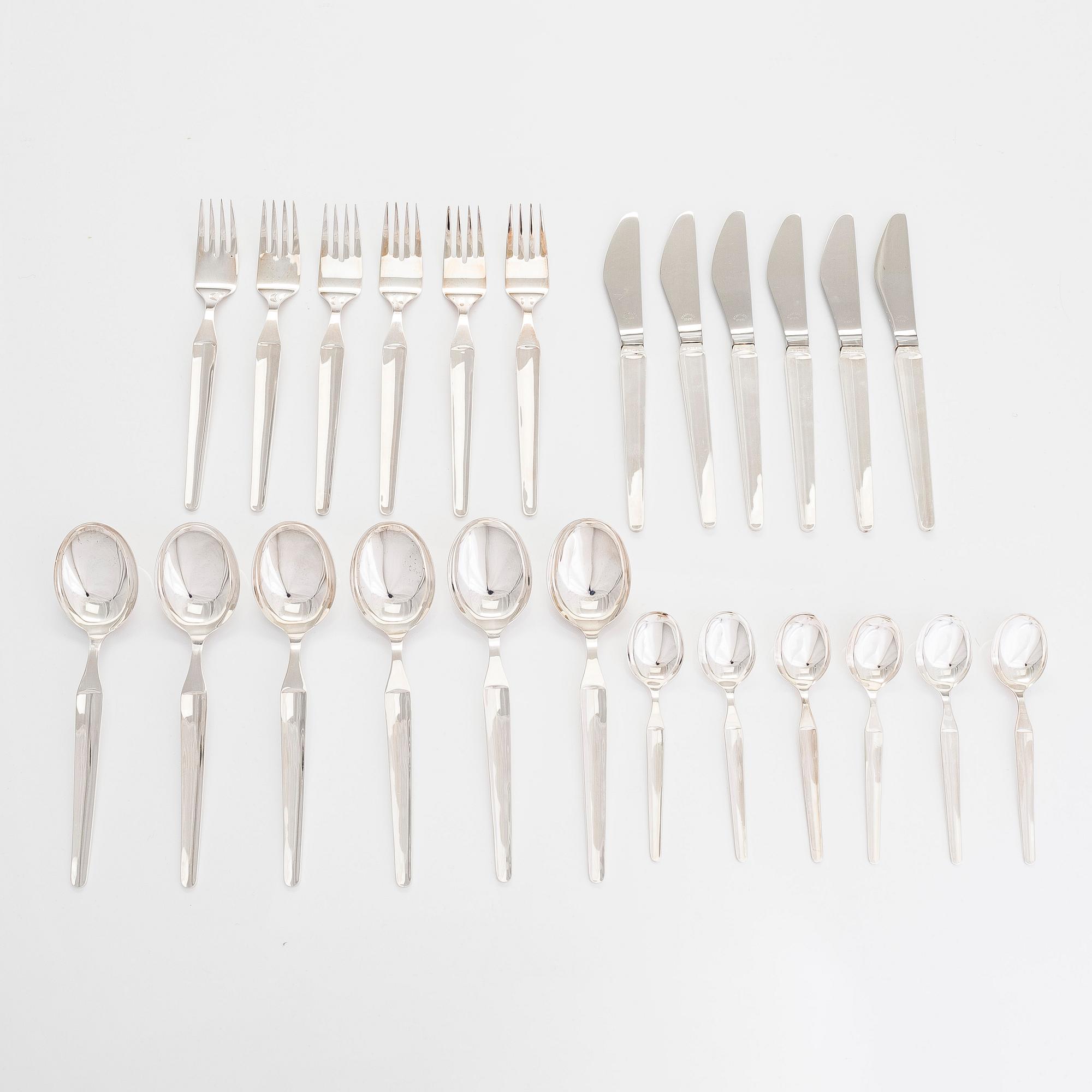 A 24-piece sterling silver cutlery set, 'Diplomat', Kultateollisuus Turku 1978.