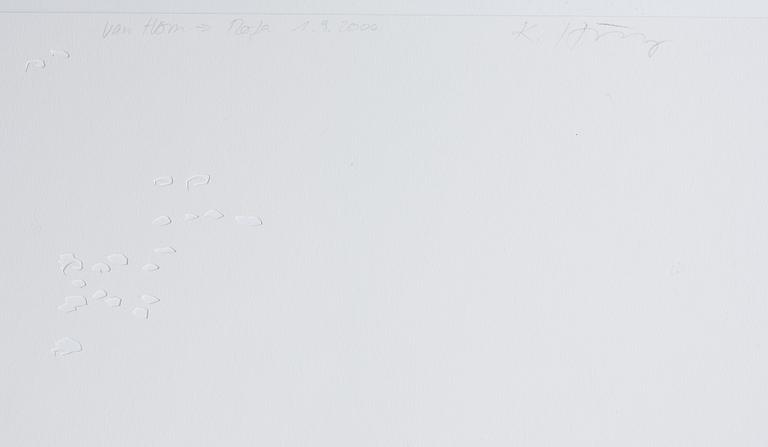 KATHARINA HINSBERG, Signed K. Hinsberg and dated 1.9.2000 van Horn = Marfa. Perforated paper.