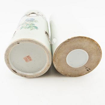 Brush pots 2 pcs China 20th century porcelain.