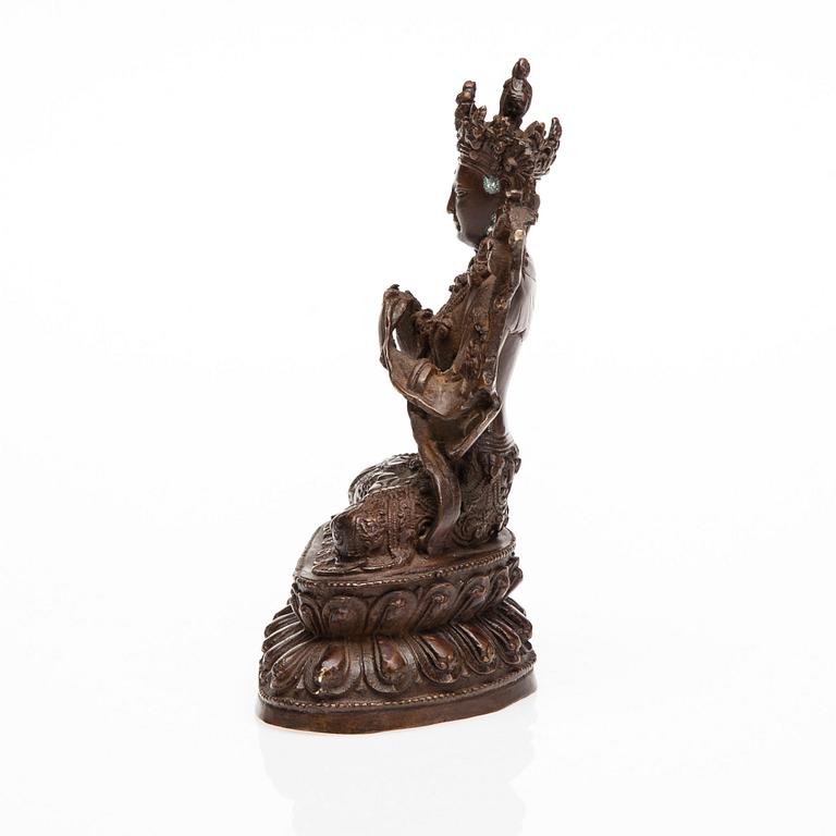 BODHISATTVA MANJUSHRI, skulptur, mässing, Tibet, 1900-talets senare hälft.