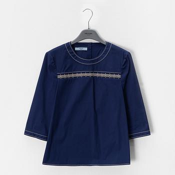 Prada, a dark blue cotton top, size 38.