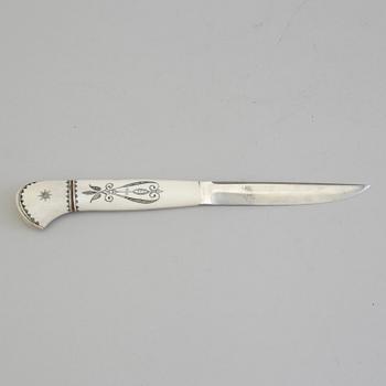 ANTON ENARSSON, a Sami reindeer horn knife, signed AE.