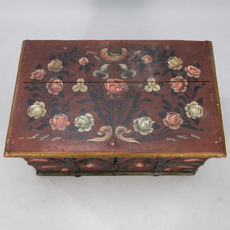 A Swedish 19th Century Painted Wooden Chest.