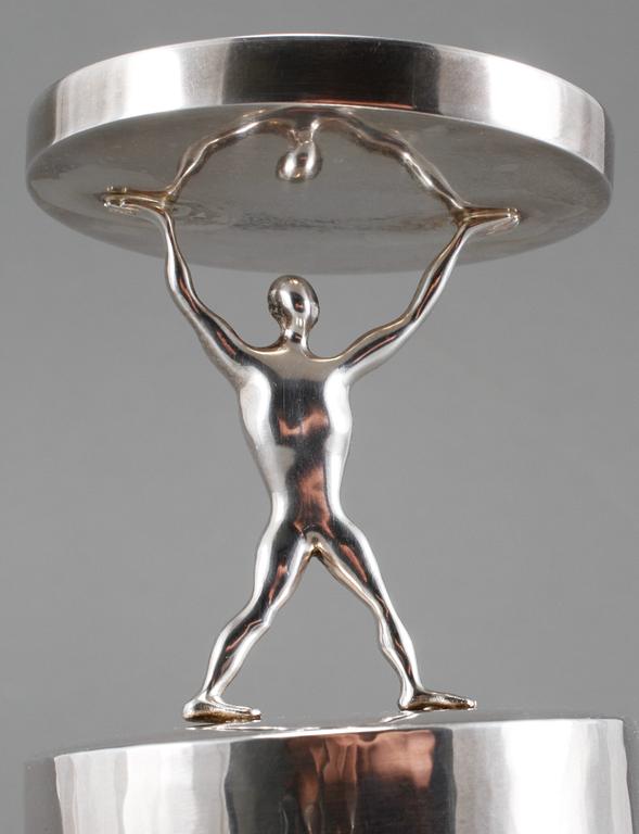 SKULPTUR, "Lyftet", silver, Olle Ohlsson, Stockholm, 1979. Vikt 302 gram.