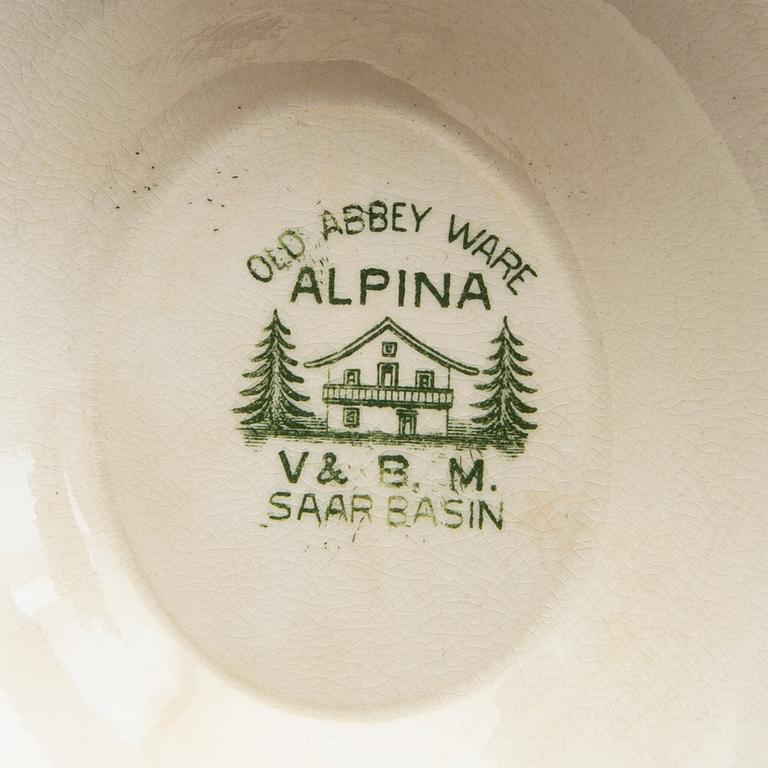 Service 44 dlr, "Old Abbey Ware Alpina" Villeroy & Boch Mettlach Saar Basin circa 1900 stoneware.