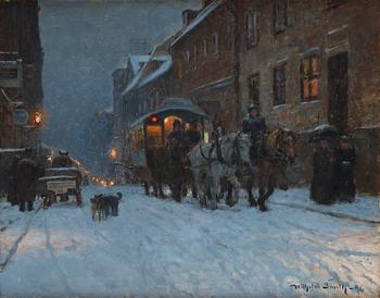 384. Wilhelm Smith, Winter scene from the streets of Stockholm.