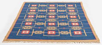 a carpet, flat weave, c 243 x 170 cm, signed JBV (Johanna Brunssons Vävskola).