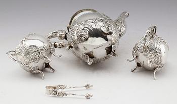 KAFFESERVIS, 3 delar, silver, GEWE, 1949/51. Vikt ca 1516 gram.