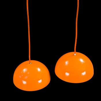 A pair of Verner Panton enameled metal 'Flowerpot' ceiling lights.