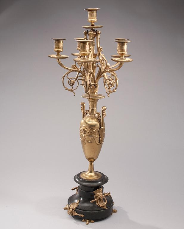 KANDELABER, FÖR 6 LJUS, empirestil, 1800-talets slut.