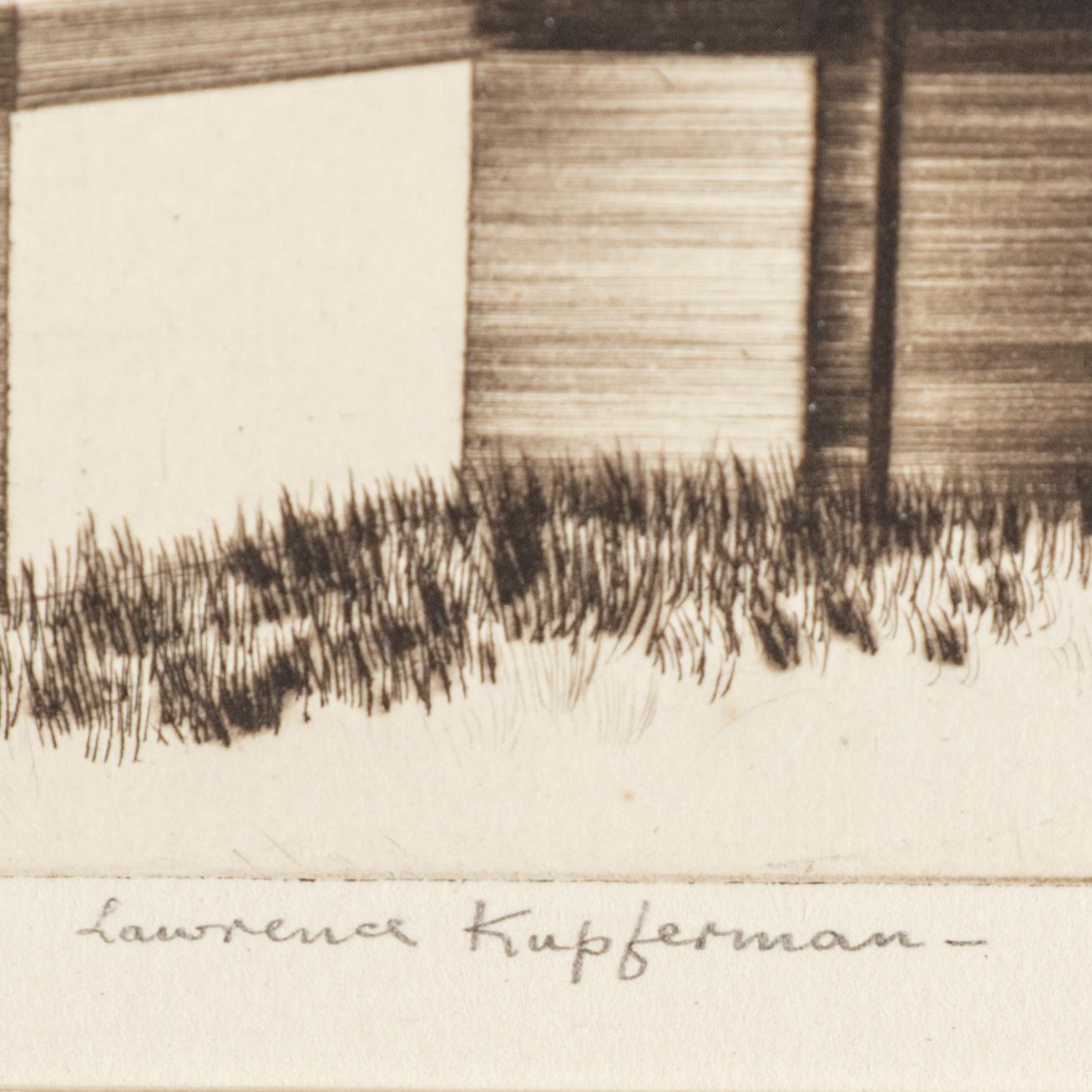 Lawrence Edward Kupferman, etching and drypoint, signed.