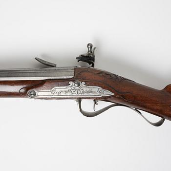 A flintlock gun by Jakob Nusbaum Stockholm, (1731-1784).