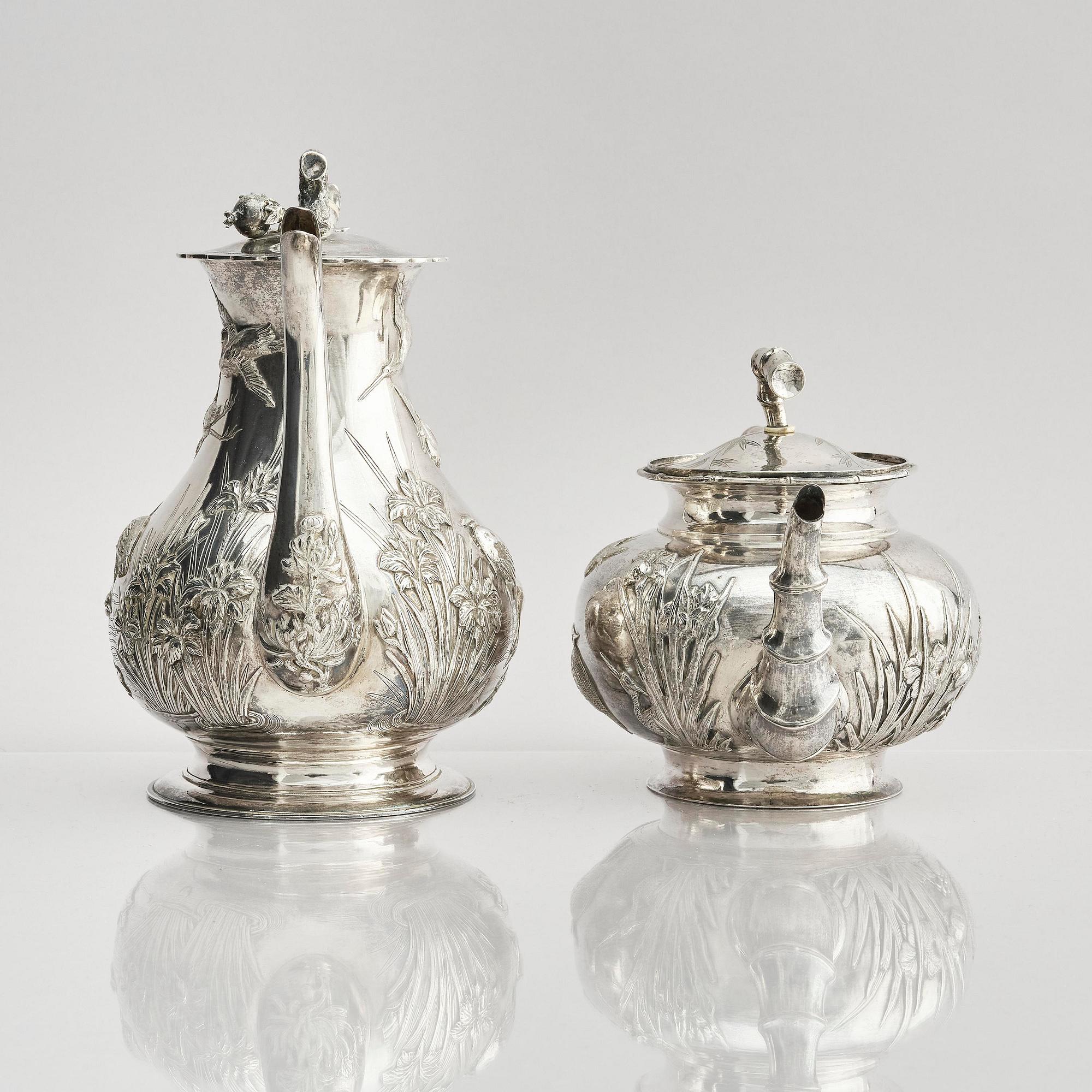A fine Chinese Export silver tea and coffee service, Sing Fat, early 20th century.