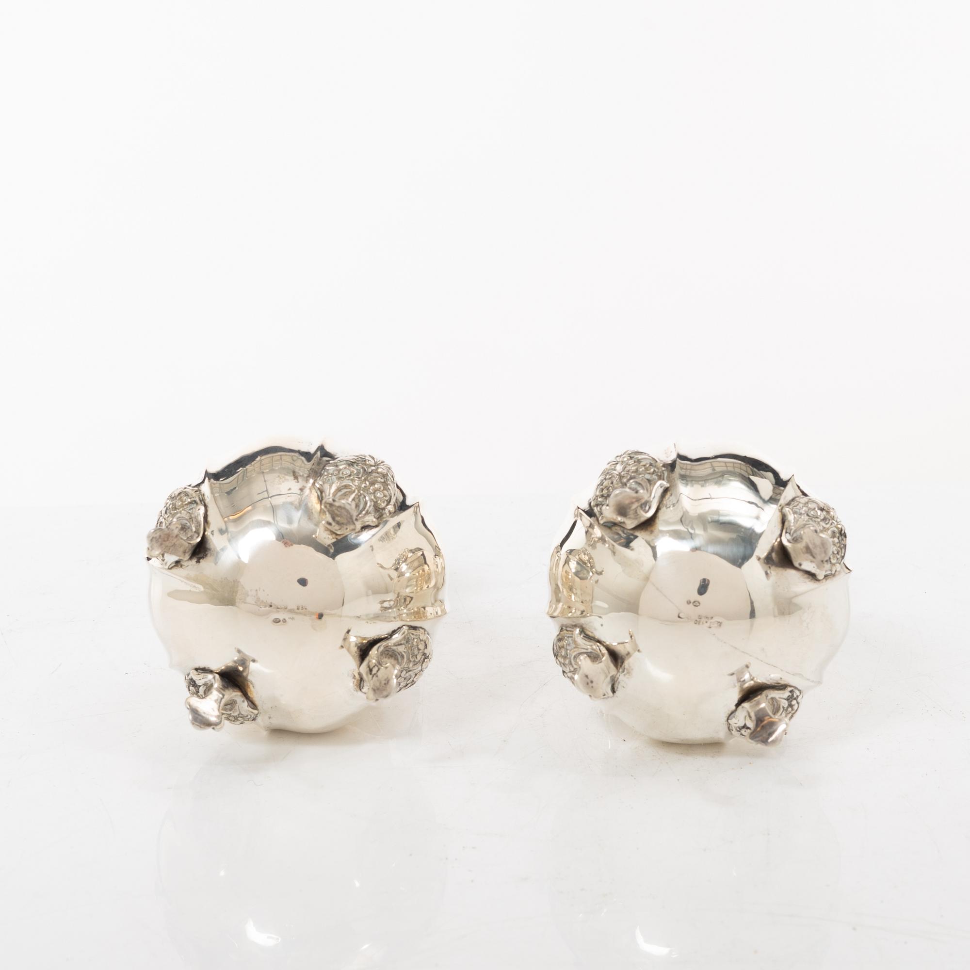 Sugar casters, a pair, silver, Rococo style, 20th century.