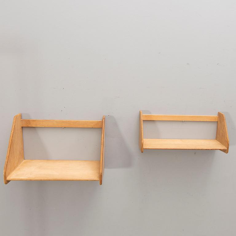 Hans J Wegner, wall shelves, 2 pcs, Denmark, 1950s-60s.