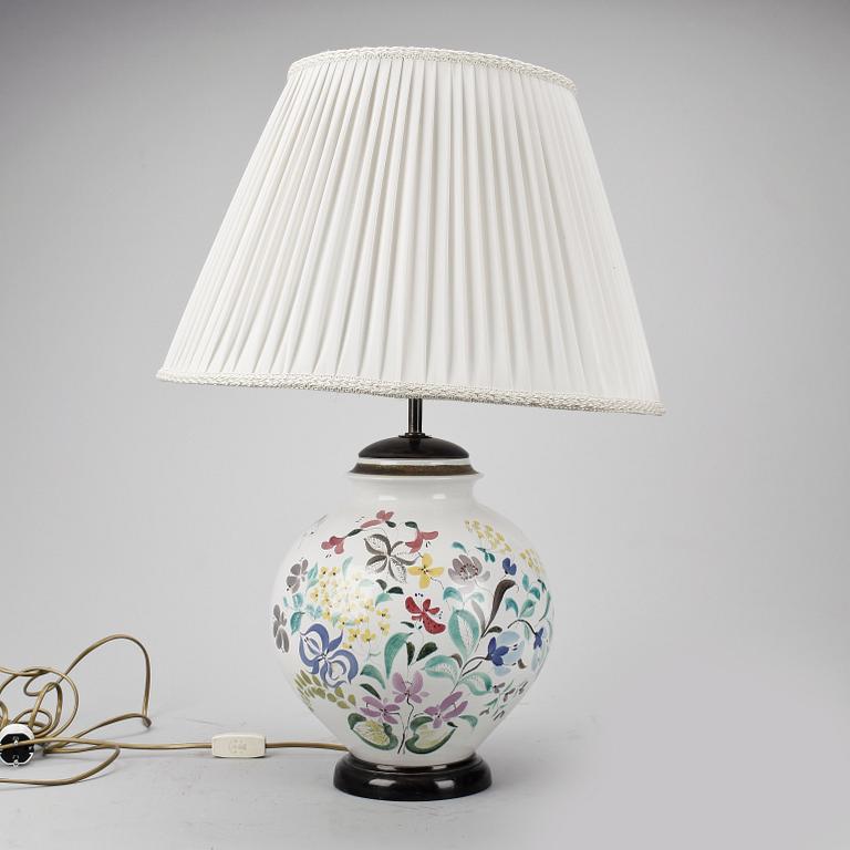 A Stig Lindberg faience table lamp, Gustavsberg Studio 1940's.