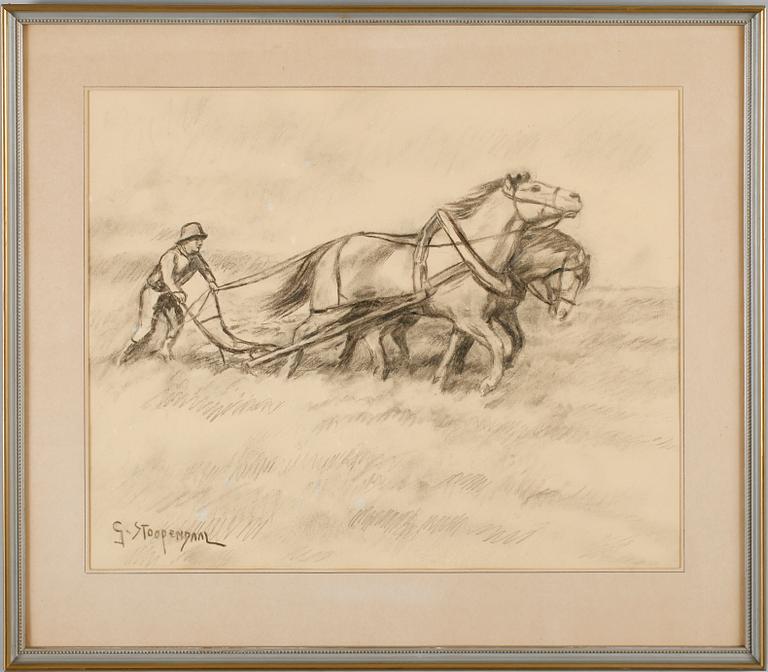 GEORG STOOPENDAAL, krita, sign.