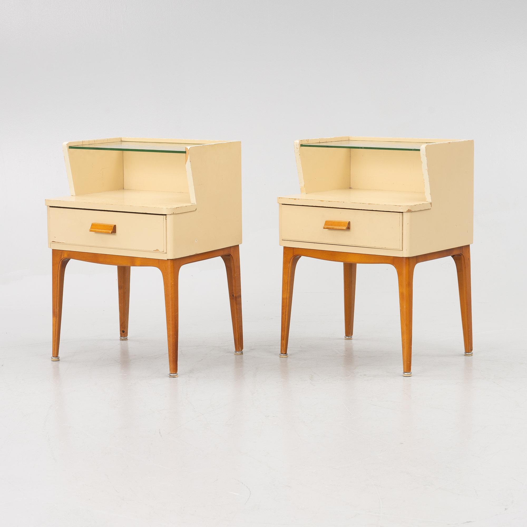 Bedside tables, a pair, first half of the 20th century.