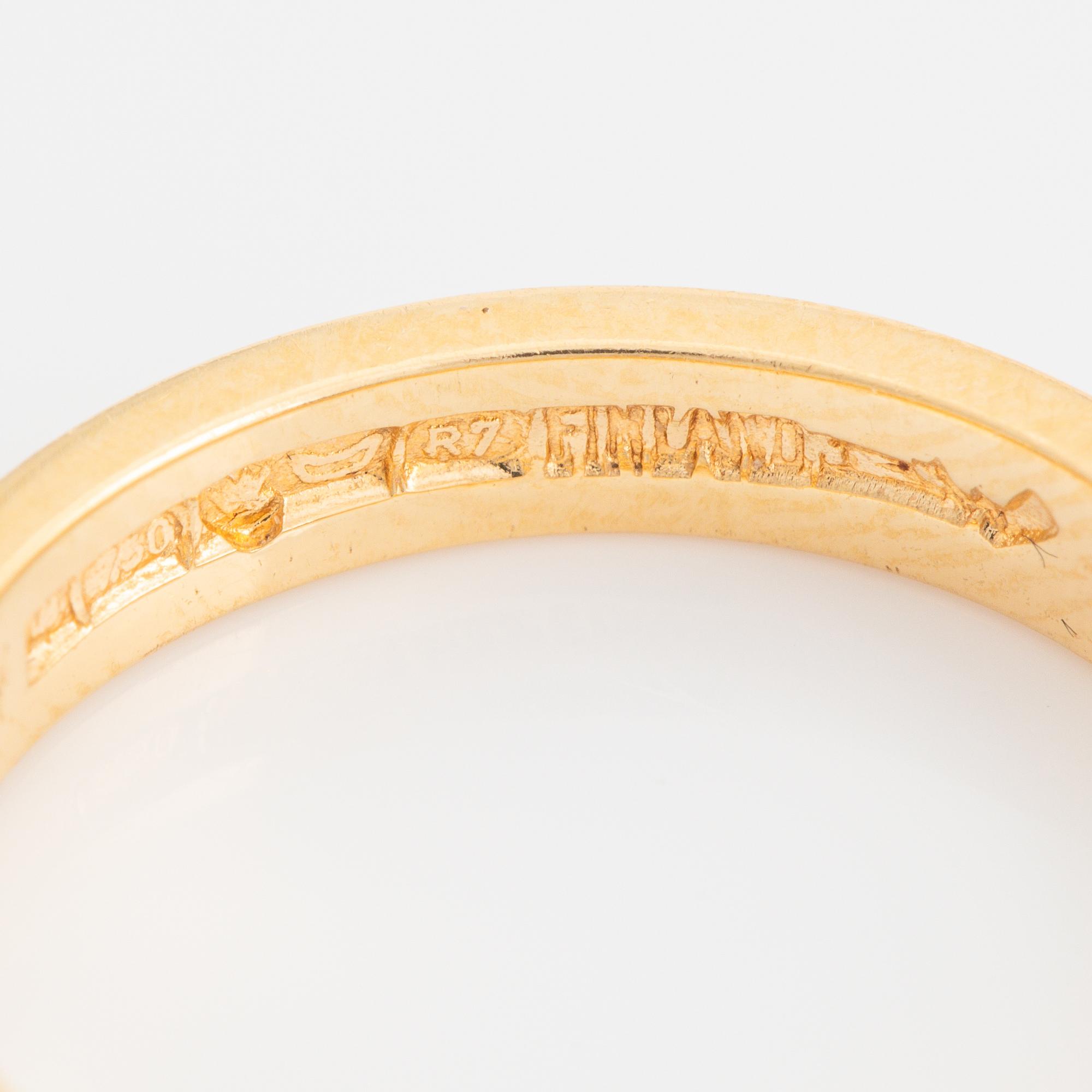 Björn Weckström, Ring "Timanttikihla", 18K guld, briljantslipad diamant 0.04 ct. Lapponia 1968.