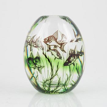 Edvard Hald, vaser, 3 st, Fiskgraal, Orrefors.