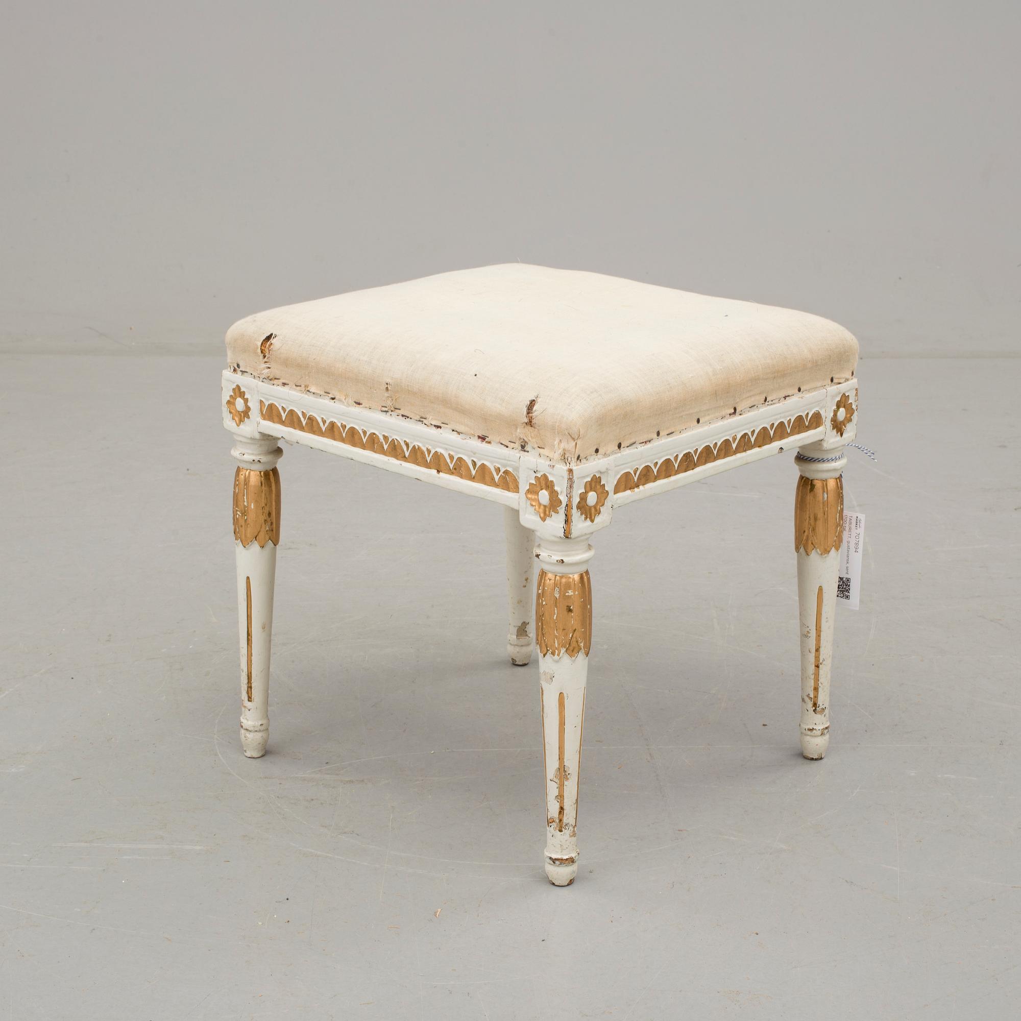 TABURETT, gustaviansk, sent 1700-tal.