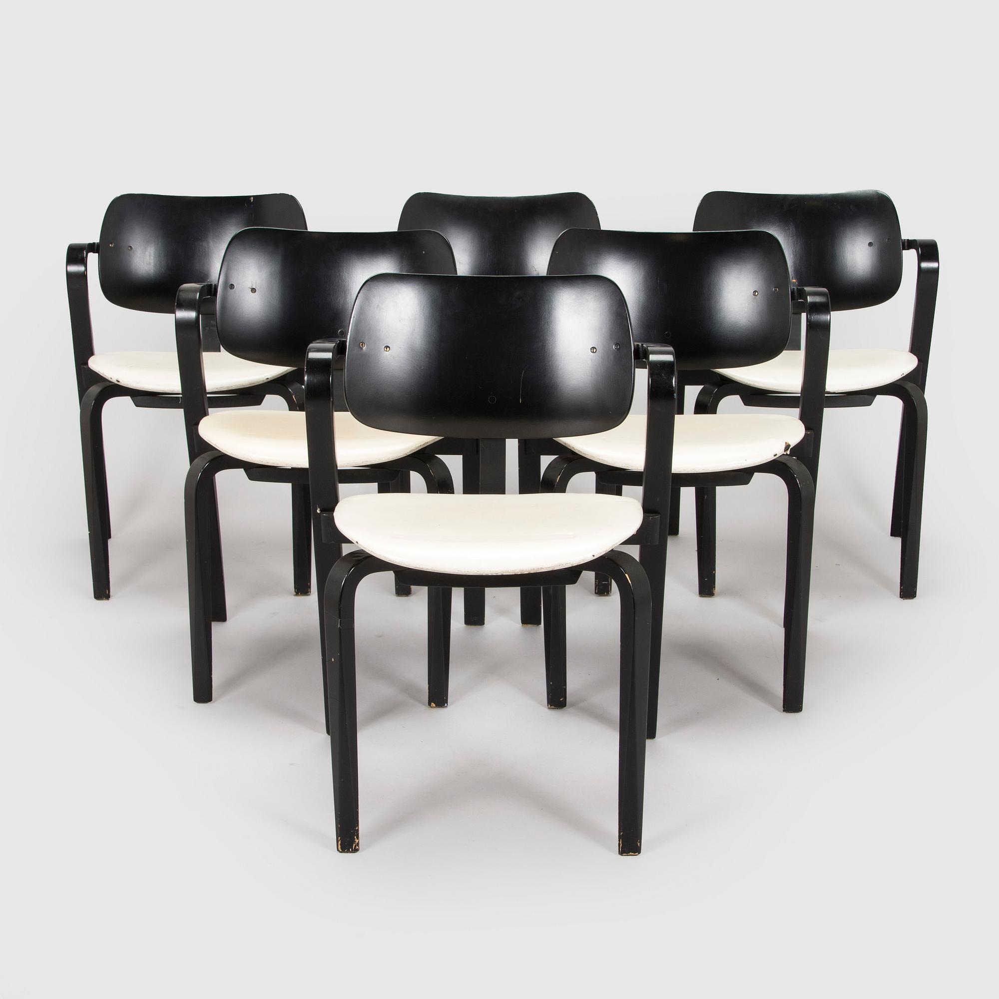 Ilmari Tapiovaara, a set of six 1960s 'Aslak' armchairs for Asko, Finland.