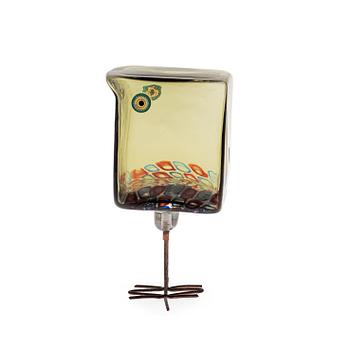 943. An Alessandro Pianon 'Pulcino' glass figure of a bird, copper legs, Vistosi, Italy 1960's, model S 191.
