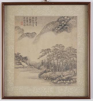 Zhang Geng (1685-1760). A group of nine album leafs, ink on paper, Qing dynasty. Dated 1728.