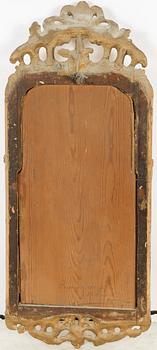 A Swedish giltwood rococo mirror, Stockholm, ltaer part 18th century.