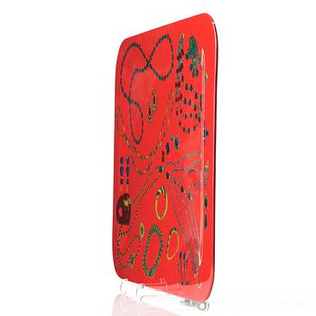 Piero Fornasetti, a red lacquered tray, Fornasetti, Milan, Italy 1995.