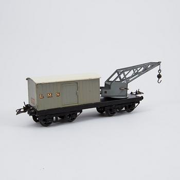 Twelve O-gauge Hornby train wagons England 1930s.