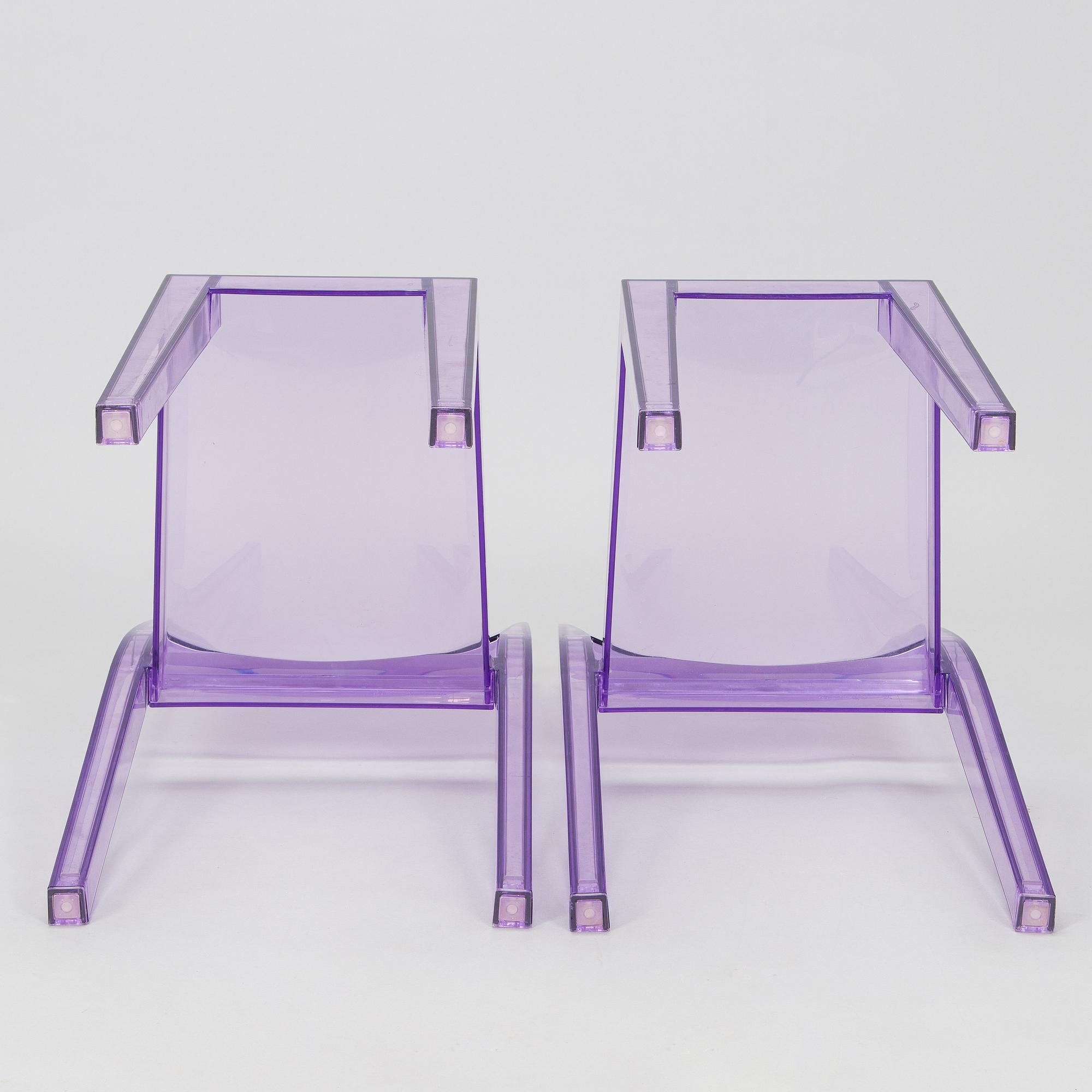 Kartell, Philippe Starck, two "La Marie" chairs and a "Francois Ghost" mirror, Italy.