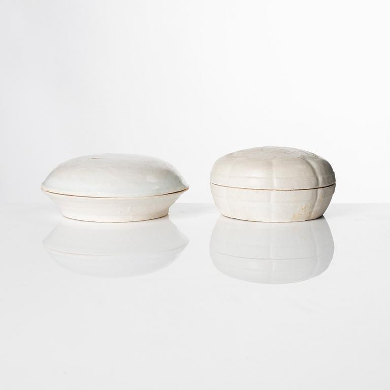 Two qingbai boxes with covers, Song dynasty (960-1279).