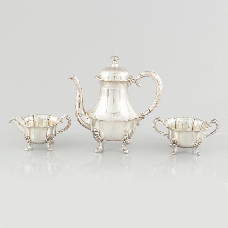 Kaffeservis, 3 delar, silver, rokokostil, Norge, 1935.