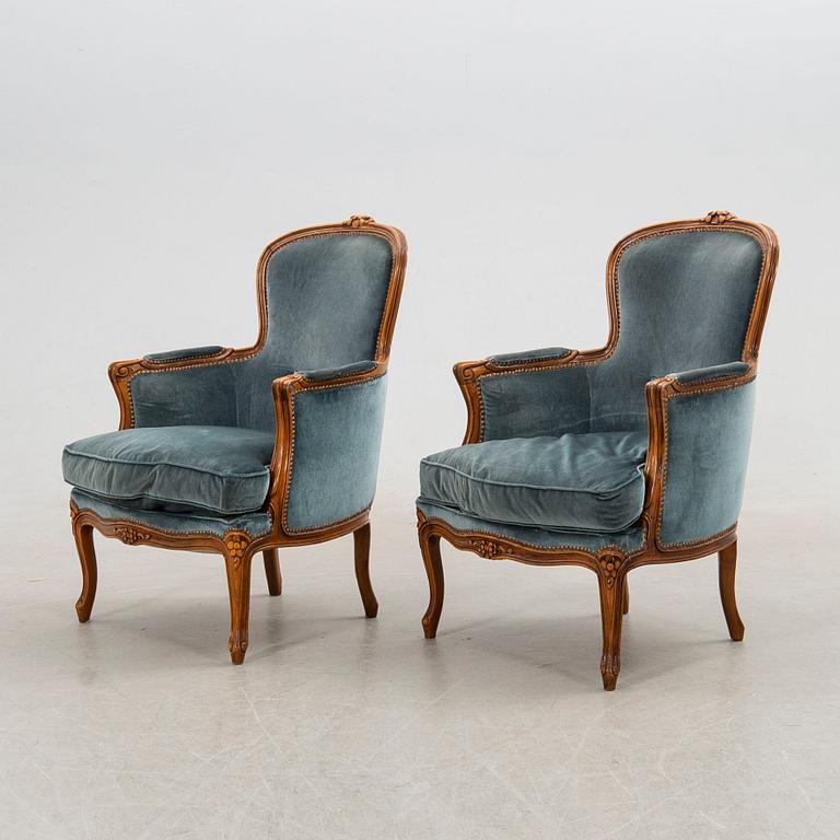 Fåtöljer ett par Louis XV-stil 1900-talets mitt.