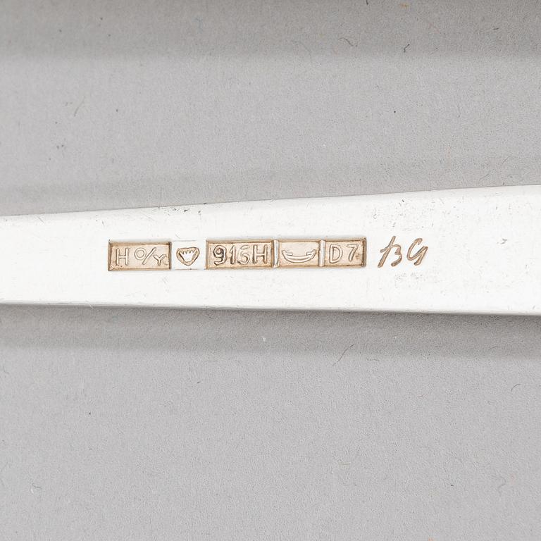 Bertel Gardberg, A 42-piece set of "Birgitta" silver cutlery, marked BG, Hopeatehdas oy, Helsinki 1956-65.