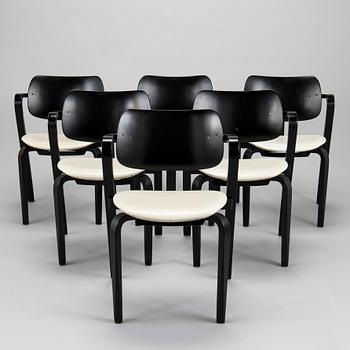 Ilmari Tapiovaara, a set of six 1960s 'Aslak' armchairs for Asko, Finland.