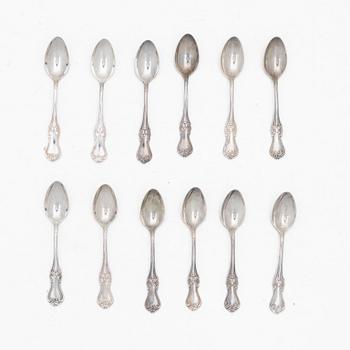 Mocking spoons, 12+5 pcs, silver, including model "Olga", including GAB, Stockholm 1964.