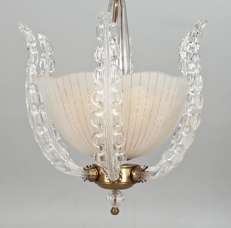 TAKLAMPA, Orrefors, glas, sannolikt Carl Fagerlund, 1900-talets mitt. H ca 70 cm.