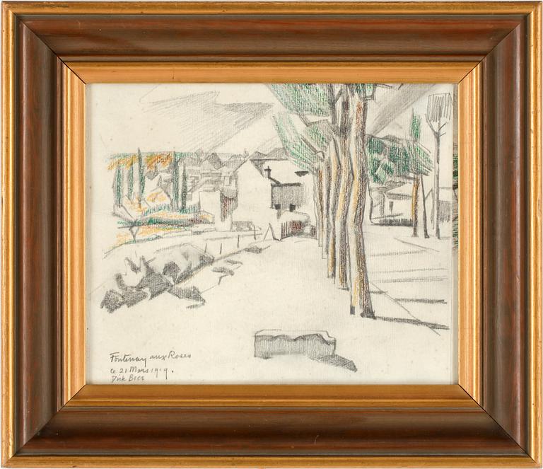 DICK BEER, kolorerad blyertsteckning, sign o dat 21 mars 1919.