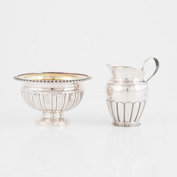A silver creamer, Zachris Lundqvist, Stockholm, probably 1839 and a bowl, mark of Anders Lundqvist, Stockholm 1836.