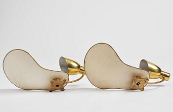Carl-Axel Acking, a pair of wall lamps model 5029, Bröderna Malmströms Metallvarufabrik, Malmö, 1950s.