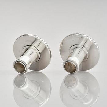 Georg Jensen, a pair of sterling silver candlesticks, design by Sigvard Bernadotte, model no 711A, Copenhagen, Denm after 1945.