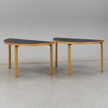 ALVAR AALTO, two model 95 tables with four stools.