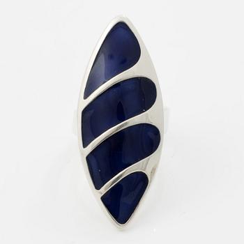 David Andersen, brooch, a pair of earrings and a pendant, silver and enamel.